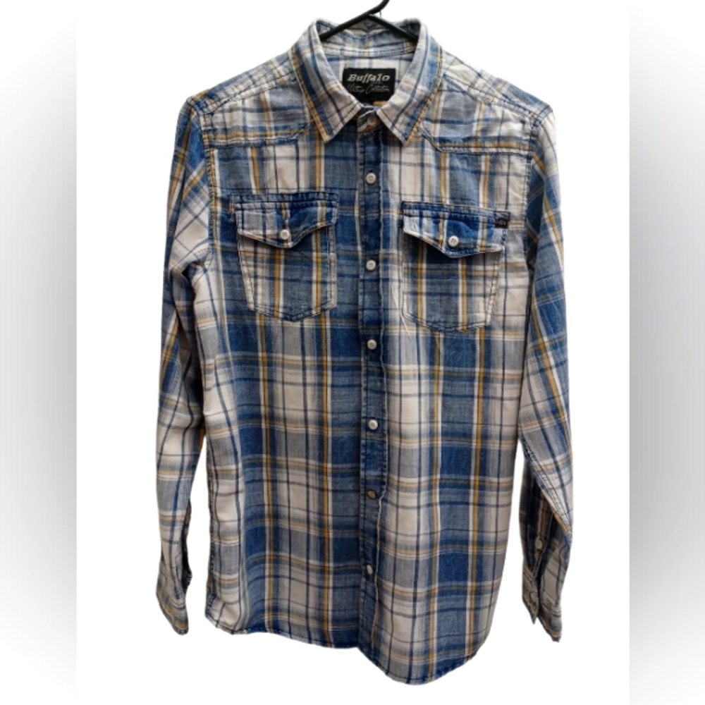 Buffalo Jeans Vintage Collection Shirt Men Size S/P Plaid Long Sleeve